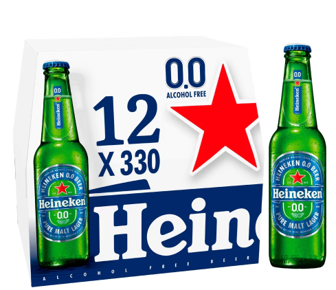 Heineken 0.0% Alcohol Free Lager Beer Bottle 12x330ml - Bevvys2u Derby