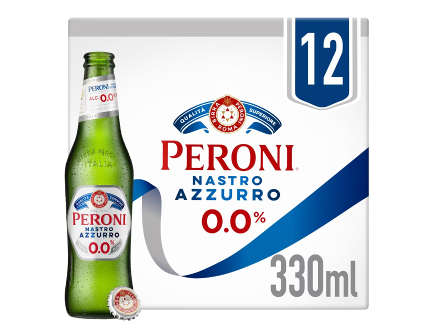 Peroni Nastro Azzurro 0% Alcohol Free Beer Bottles 12x330ml - Bevvys2u Same Day Alcohol Delivery Derby & Derbyshire