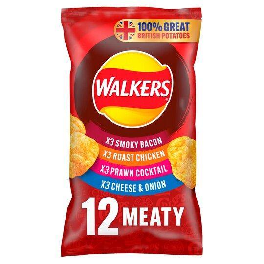 Walkers Meaty Variety Crisps 12 X 25g - Bevvys2U